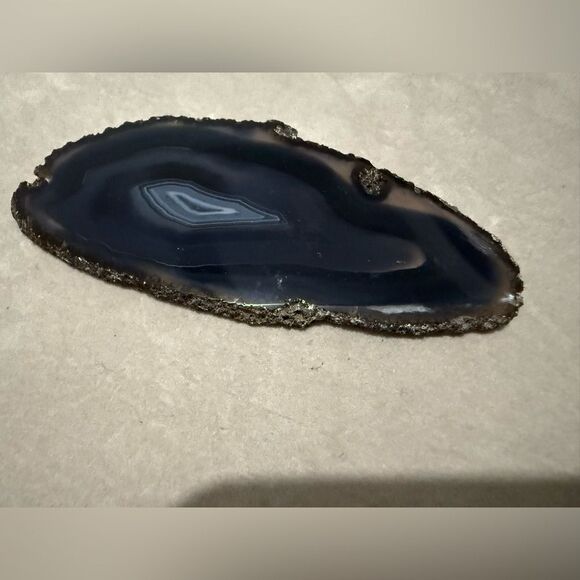 Polished Black Agate Slice – Natural Stone for Display or Crafts - Picture 5 of 16
